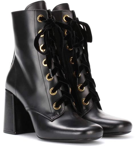 prada lug sole leather lace-up booties|prada leather lace up shoes.